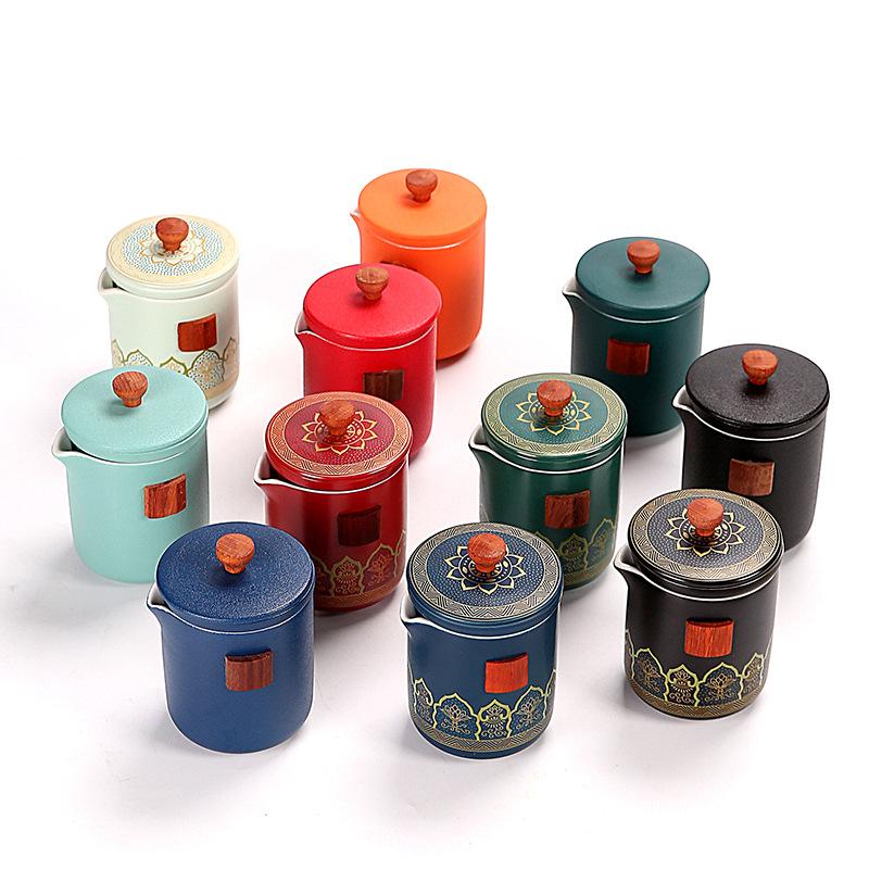 Ceramic portable travel tea set, high-end retro suit, outdoor express cup, one pot, three cups of kung fu teapot maker