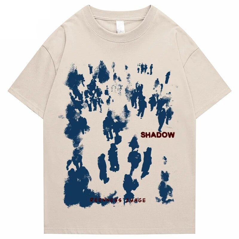 Oversized T-shirt Summer Cotton Short Sleeve Tee Shirt Fashion Printed Shadow Hip-Hop Women Clothes Unisex's Top 2023 New Arrival