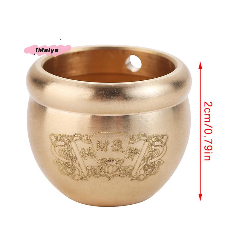 M-Feng Shui Lucky Fortune Wealth Brass Cornucopia Baifu Rice Cylinder Desktop Ashtray Study Small Ornament Gift Home Decoration