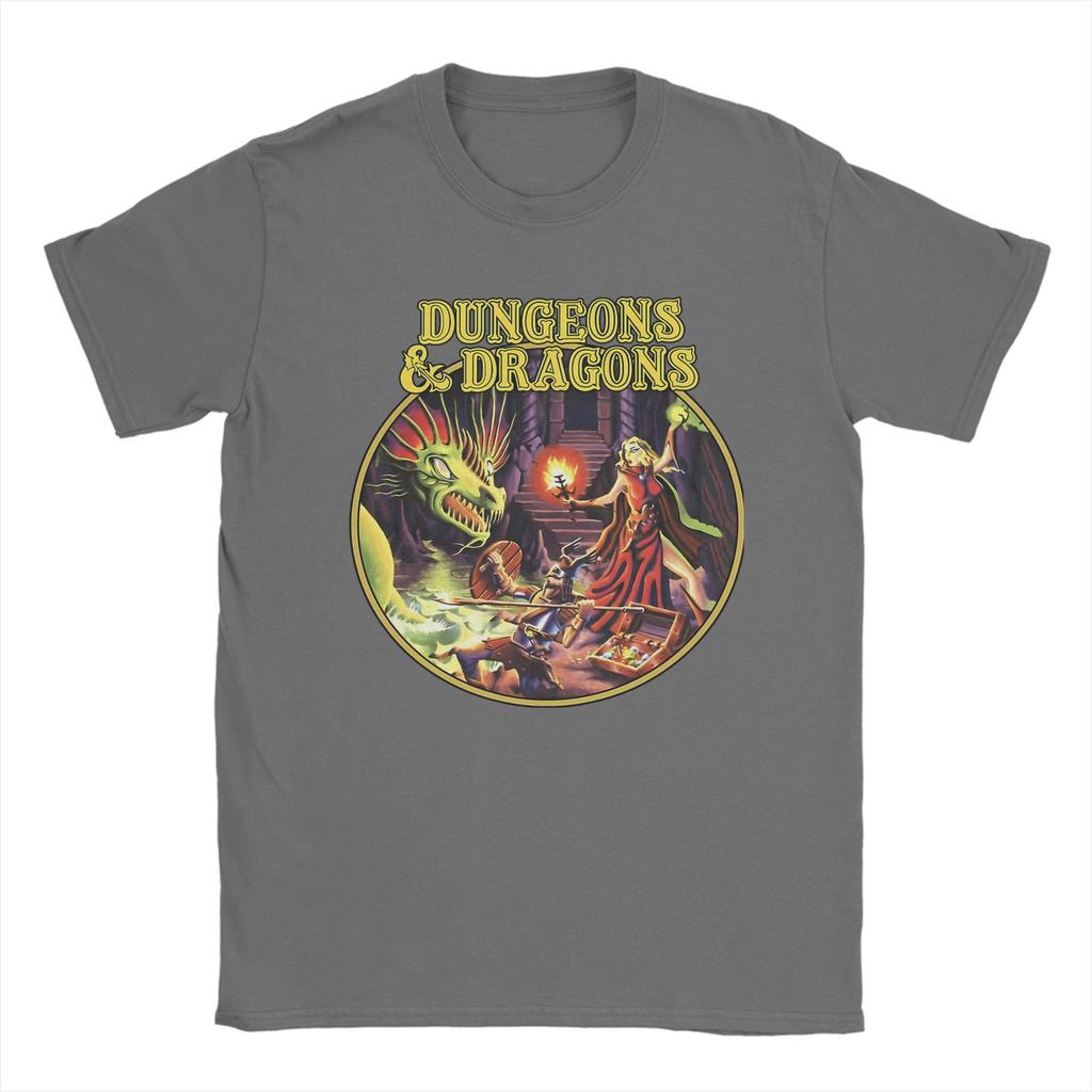 Dungeon Dragon DnD T Shirts Men Pure Cotton Vintage T-Shirts O Neck  Tee Shirt Short Sleeve Clothes Adult