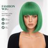 European & American Women's Bob Cut Wigs with Bangs - Short, Colored, Anime-Inspired Headwear for Halloween