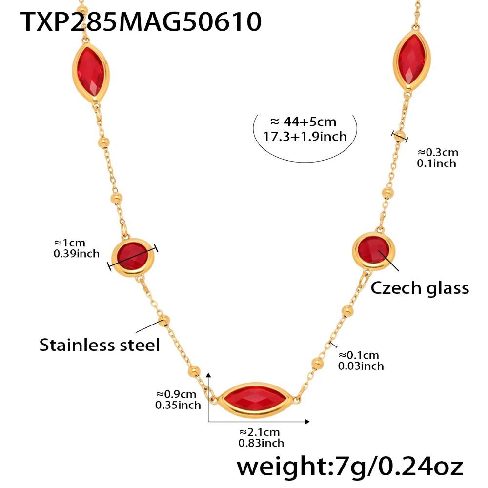 

Colorful Round Oval Stainless Steel Necklace for Women Luxury Czech Glass Gold Plated Cuff Open Bangle Charm Zircon червоний