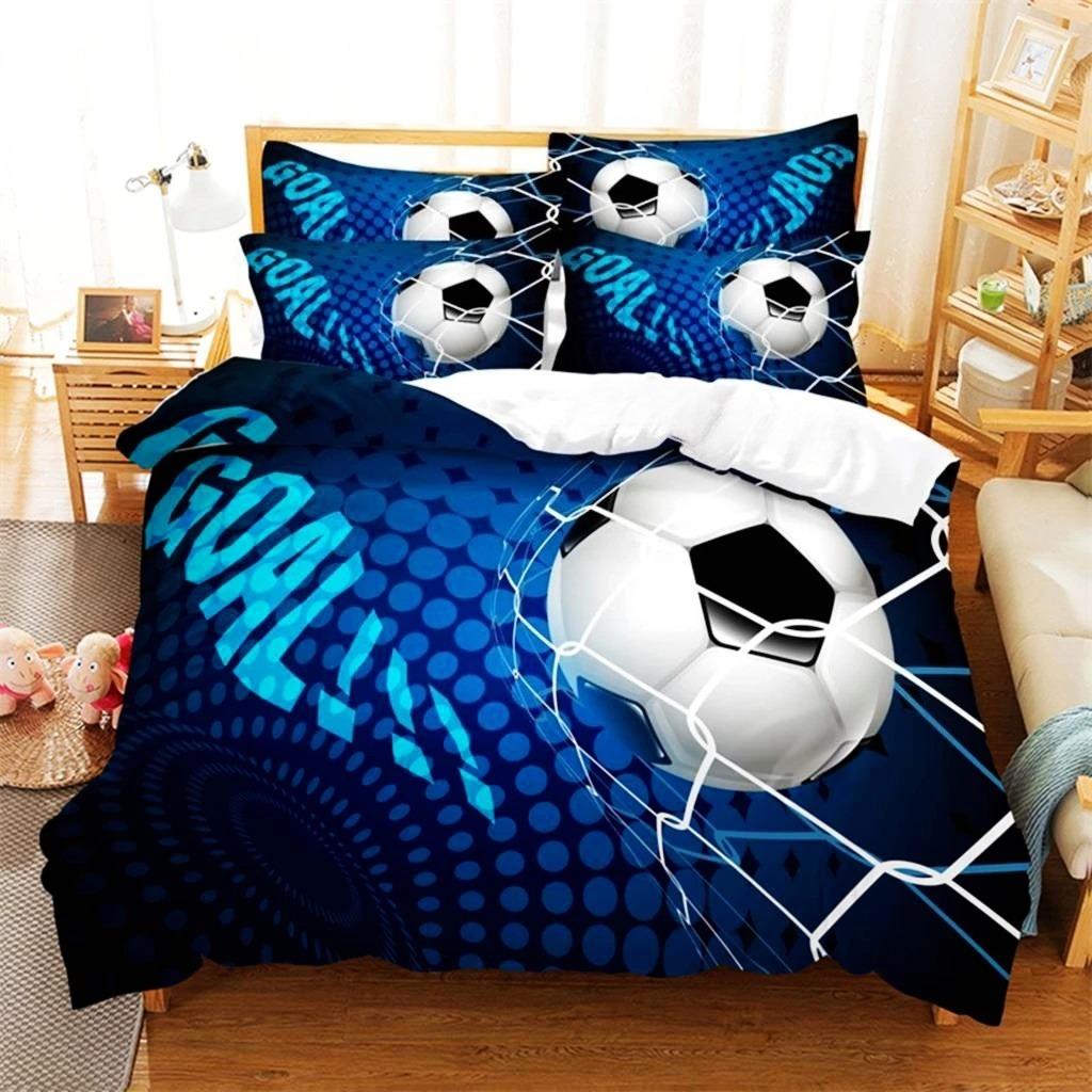Football Bedding Set Competitive Sports Boy Duvet Cover Set King Quilt Cover Youth Children's Double Duvet Cover Bedding Set