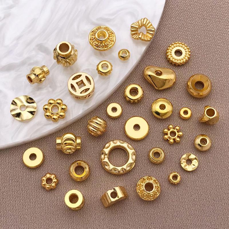 10-100Pcs Stainless Steel Gold Spacer Beads For Bracelet Jewelry Making Diy Flat Round Loose Beads Handmade Jewelry Supplies Cra