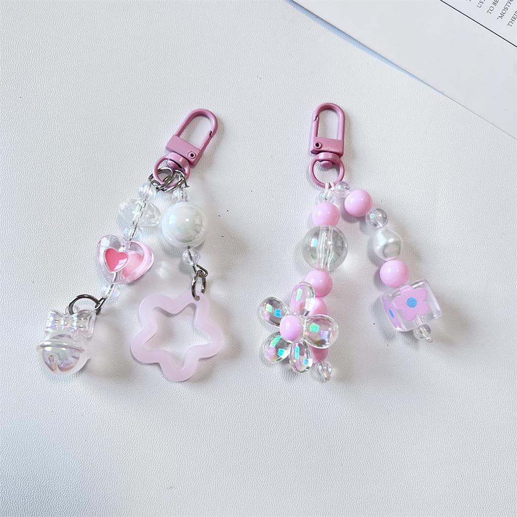 Cute Acrylic Flower Keychain Pendant Unique Floral Pattern Keyrings Portable Key Holder Perfect Gift for Women and Girls
