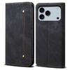For iPhone 17 Pro Max Case Jeans Cloth Texture Anti-Scratch Leather Stand Phone Cover