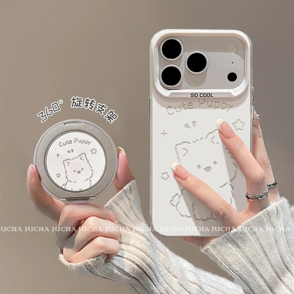 Applicable to iPhone 11 mobile phone case iphone11 cartoon cute female por with bracket hollow West Highland