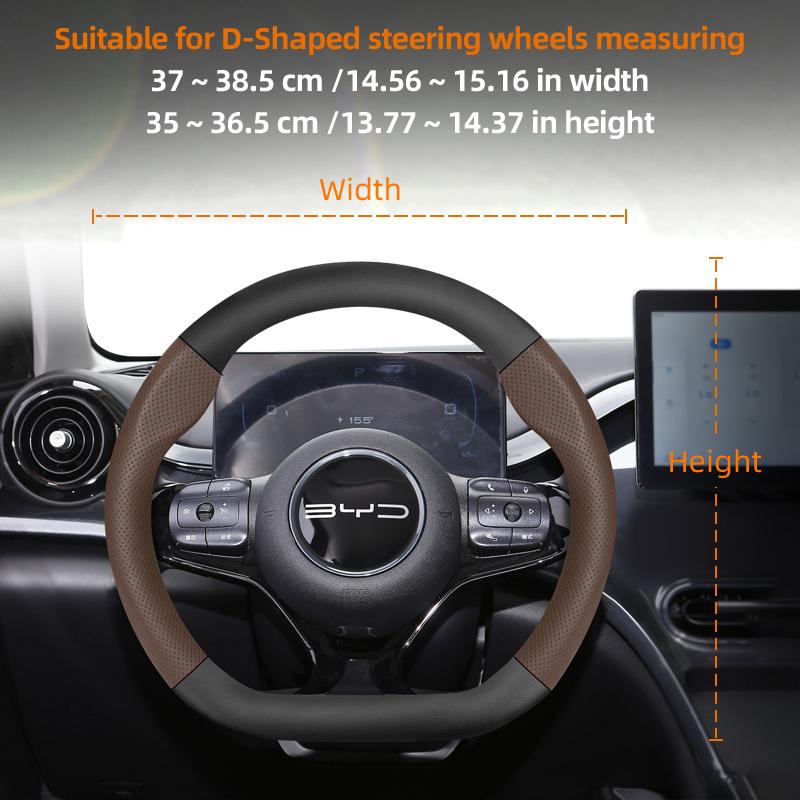 Suitable for Byd Breathable Leather Matte Carbon Fiber Texture Steering Wheel Cover Suitable for Dolphin Mini Seal Atto 3 King Shark 6 Song Pro