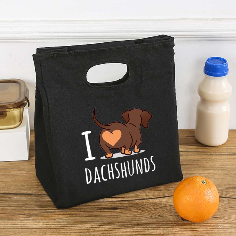 Dachshunds Fresh Cooler Bag Canvas Portable Insulated Thermal Lunch Bags for Women Kids Bento Box Tote Picnic Food Storage Pouch
