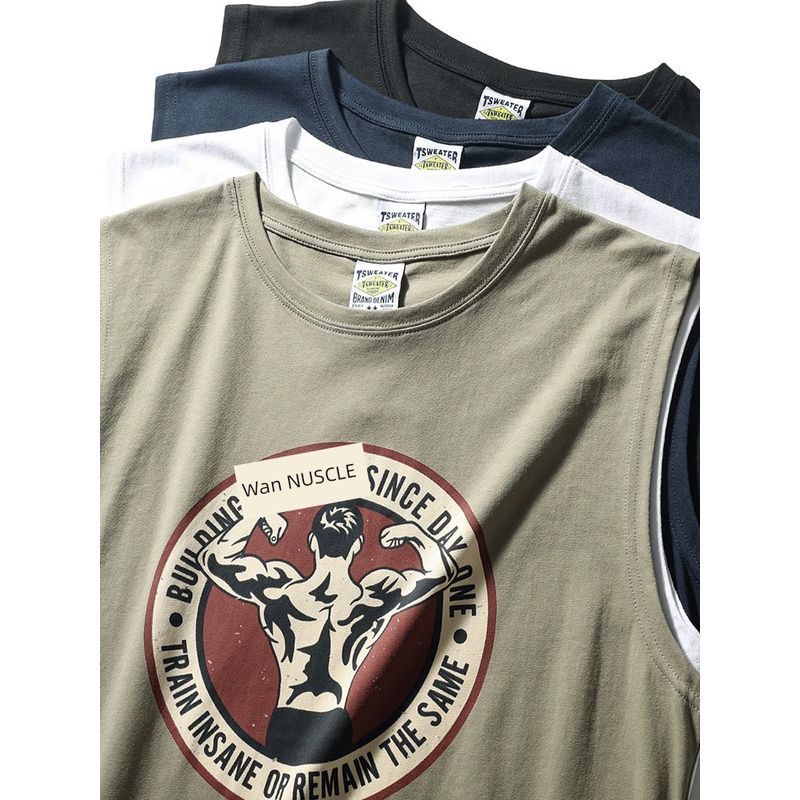 Fitness Vest Men's Summer Loose Training American Sports Wait Lifting Cotton Vest Men Hurdle Sleeveless T-shirt