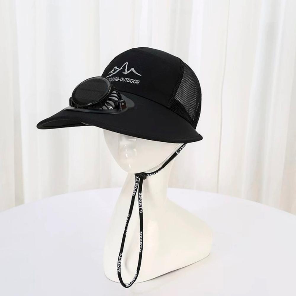 Mesh Wide Brim Fan Cap Breathable Solar Cooling Hat Practical Sun Hat with Solar Fan  Men/Women