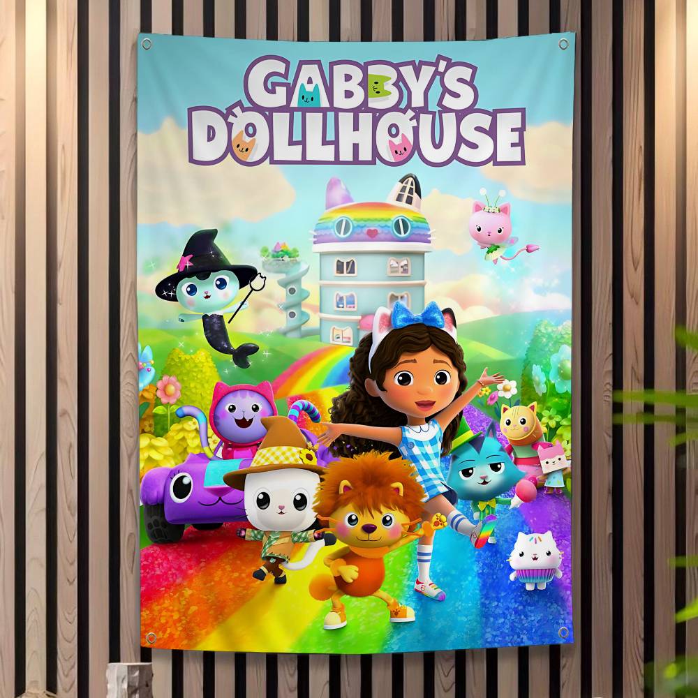 Funny Vintage GGabbys Classic Dollhouse Large Size Flags Printing Patterns Interesting Birthday Party Decorations Banner