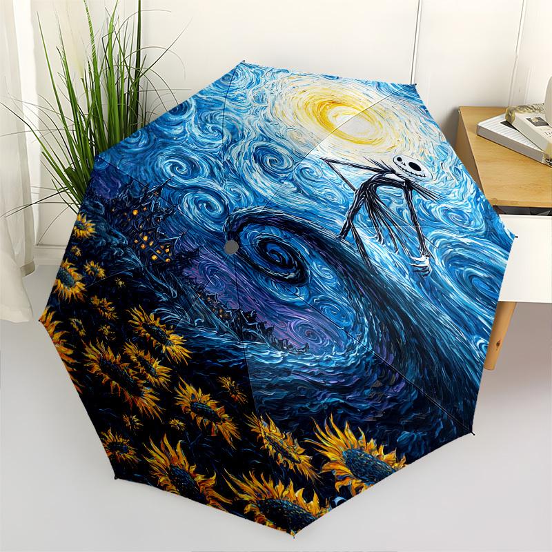 

Nightmare Before Christmas, Starry Night Themed Automatic Opening and Closing Umbrella, Brightly Colored 8-rib Portable Umbrella, Suitable for Men and