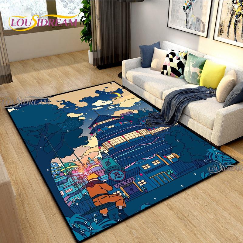 Japanese Anime Night Scene Rugs Child Game Floor Mat Alfombra Cartoon Carpets Modern Home Living Room Decor Washable Floor Rug