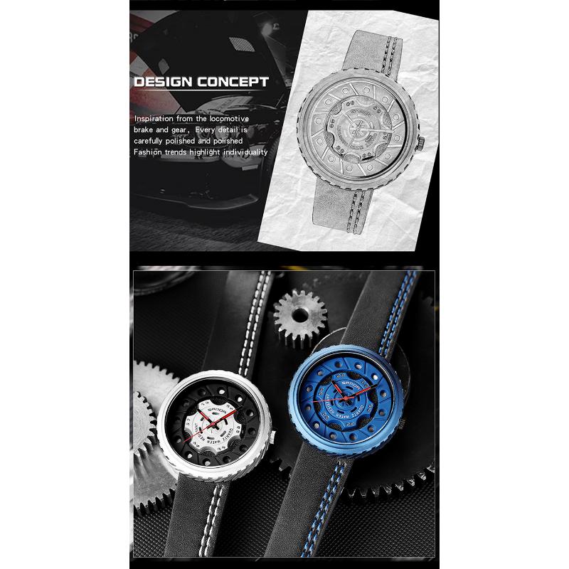 New Watch Men's Belt Business Quartz Watch Hollow Large Dial Fashion Personality Trendy Watch