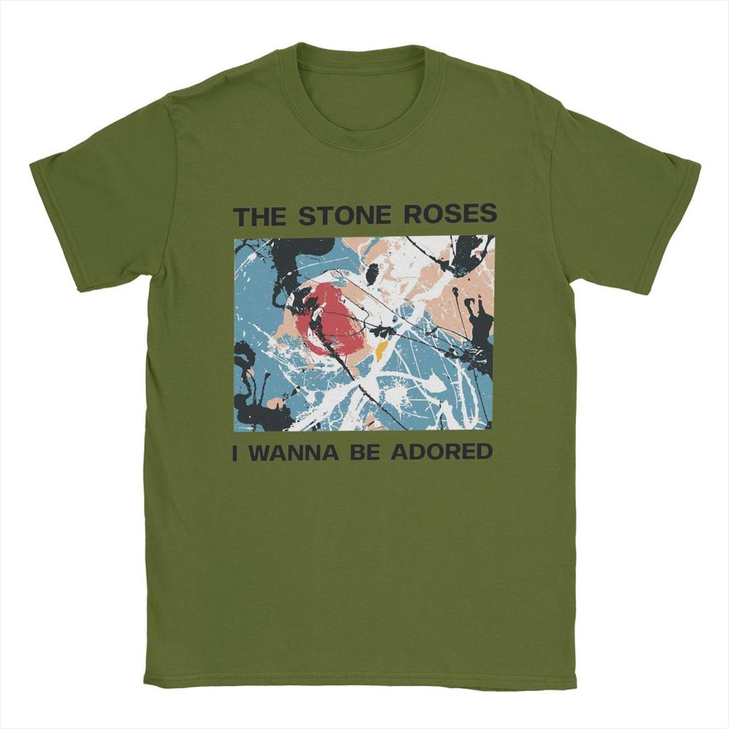 Men T-Shirt Stone Roses I Wanna Be Adored Funny Pure Cotton Tees Short Sleeve T Shirts Crewneck Tops Plus Size