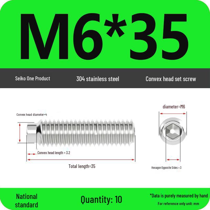 304 Stainless Steel Cup Point Grub Screw - Sizes M3 To M10