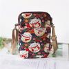 Cute Cat Animal Print Crossbody Bag Kawaii Canvas Phone Purse Small Shoulder Bag With Adjustable Strap Purses and Handbags