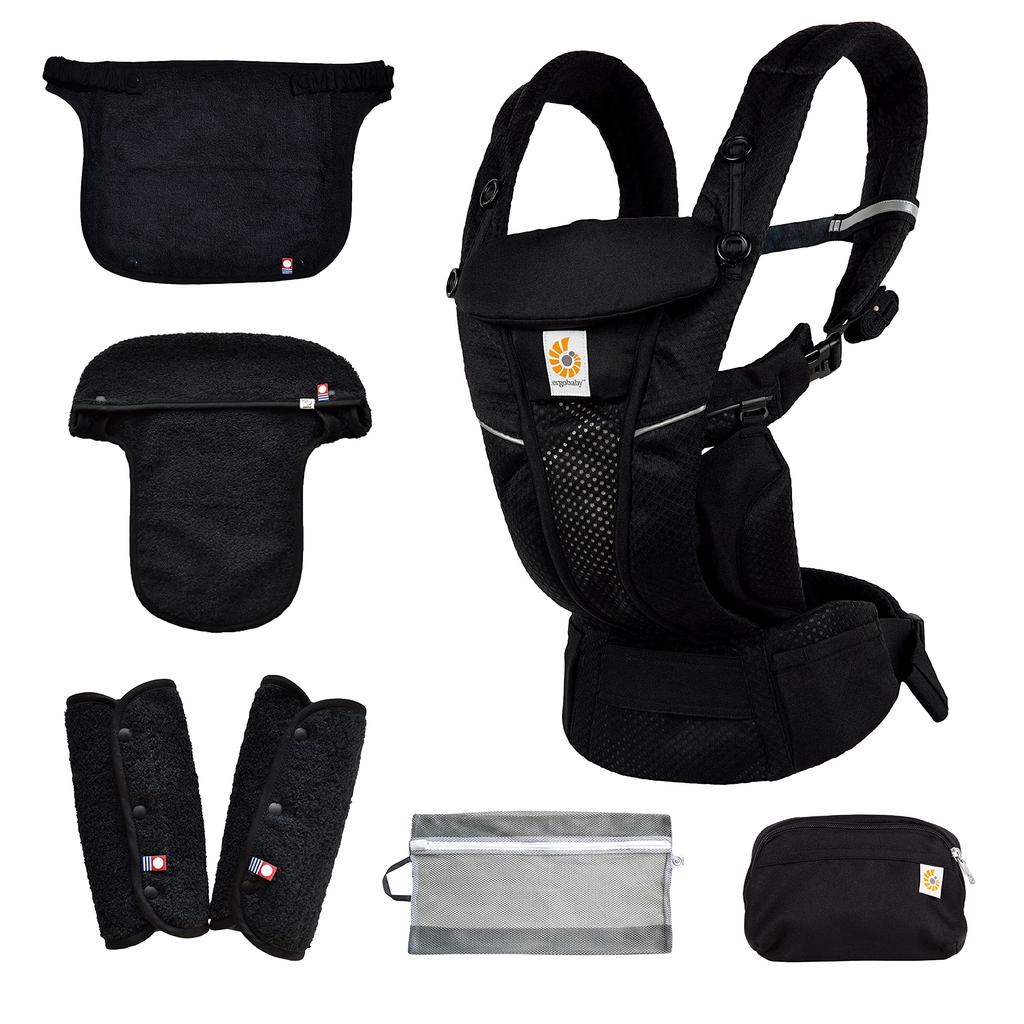 Ergobaby Ergo Baby Carrier OMNI breeze with Bonus Included Front Chest and Laundry (Drool Pad, Cover, Multi-Purpose Cover, Net) [Authorized Retailer]