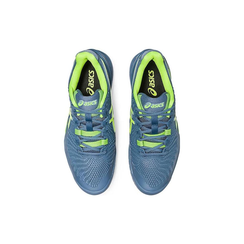 Asics Gel Resolution 9 Wide Steel Blue Hazard Green Men Sneakers 1041A376-400
