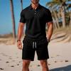 2025 Herr Slim-Fit Casual Sommar Pikétröja & Shorts Set