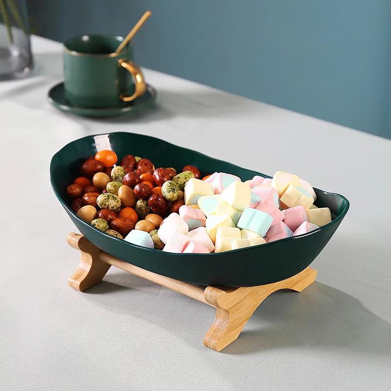 3 Tier Plate Holder Set Table Fruit Bowl Plates Kitchen with Floors Partitioned Candy Cake Trays Wooden Tableware Dishes