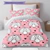 Pink Cartoon Art Pattern Bedding,Quilt Set Quilt Cover Pillowcase Home Birthday Gift (1 * Duvet Cover + 2 * Pillowcase, Without Core)