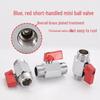Messing Mini Kugelhahn DN15, Doppelgewinde (Weiblich männlich) mit rotem, schwarzem oder blauem Griff - Größen: 1/8", 1/4", 3/8", 1/2