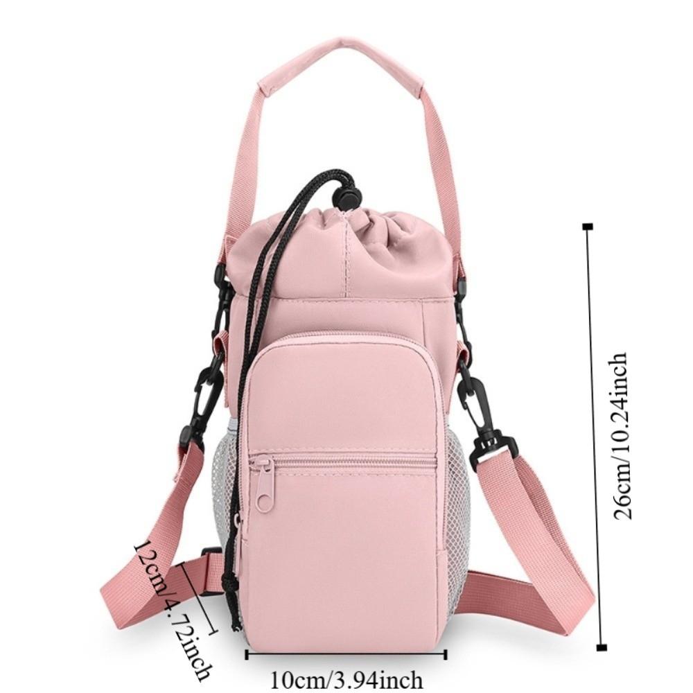Nylon Water Bottle Holder Bag with Strap Large Capacity Insulating Cup Sleeve Portable Water-resistant Crossbody Bag