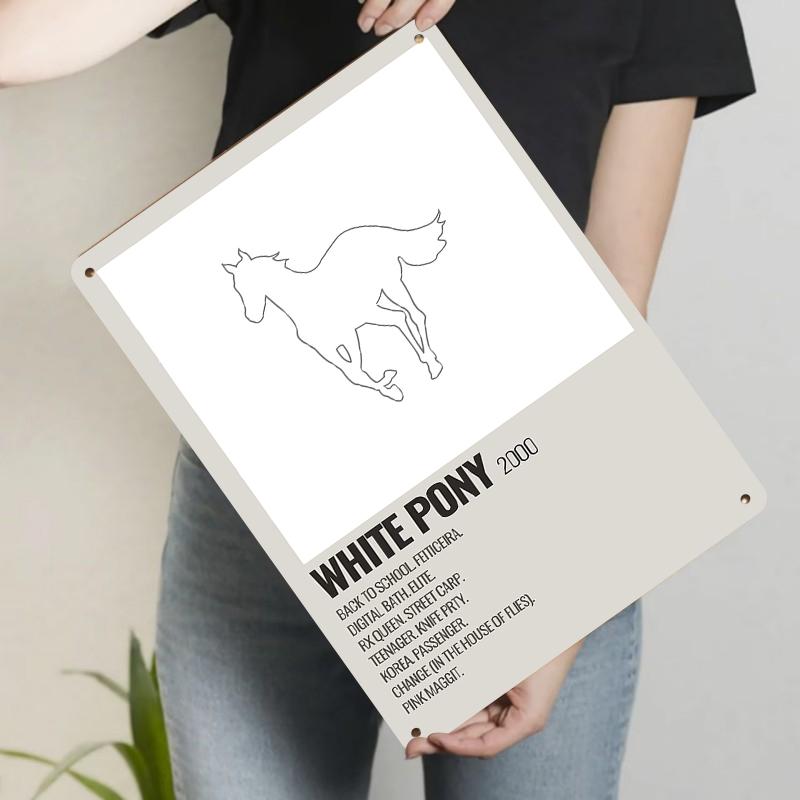 

White Pony Album Cover Art Metal Wall Decor Music Album Tracklist Poster for Home Bar 20x30cm（7.8x11.8inch）