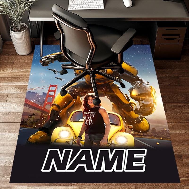 Custom Bumblebee Mat Personalized Name, Polyester Washable Indoor Entryway Rug, Gift for Christmas, Easter, Thanksgiving Day