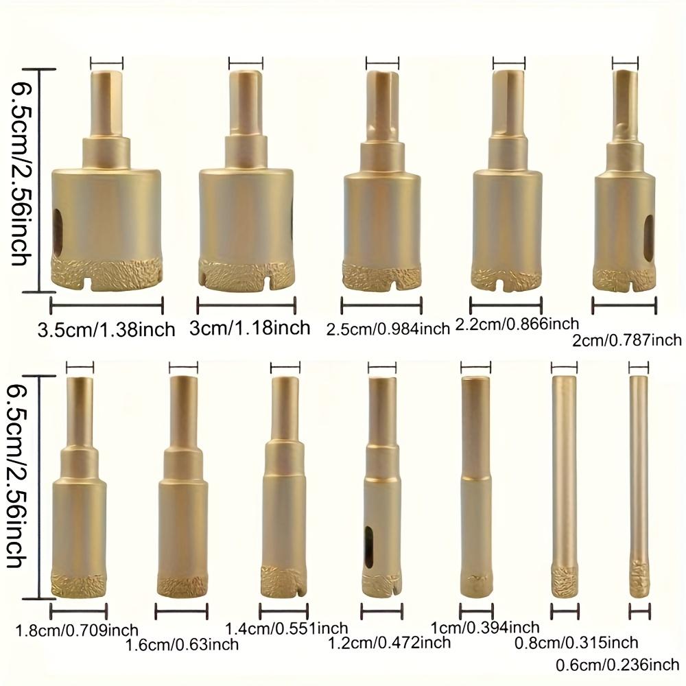 12-teiliges Diamantbeschichtetes Bohrer-Set, Lochsägen-Set für Glas, Marmor, Granit, Stein, Fliesen und Keramik von 6 bis 35 mm - Handwerkzeuge