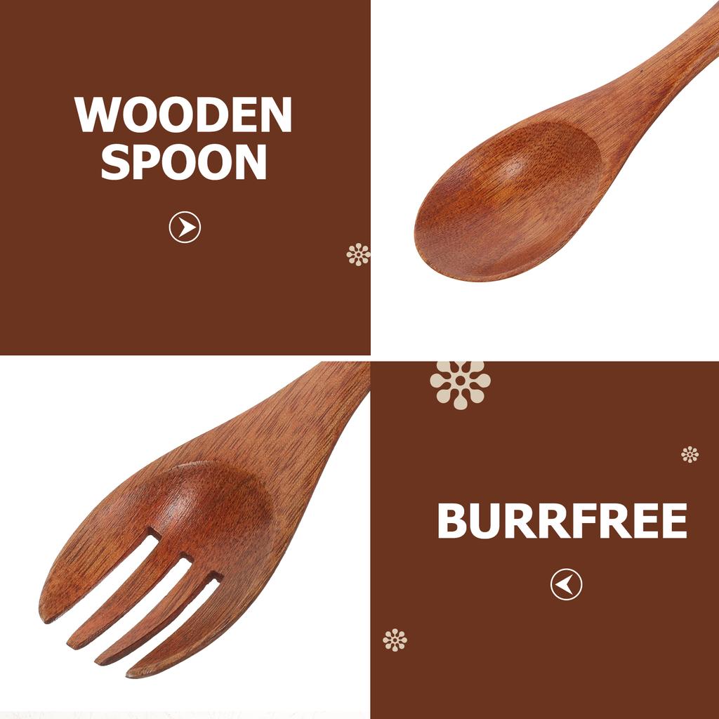 Wooden Bowl Tableware Popcorn Fruit for Kitchen Counter Salad Serving Fork Bowls Baby