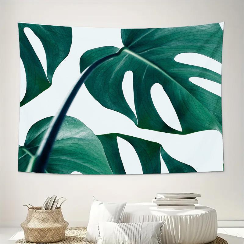 Tropical Monstera Leaf Tapestry Wall Hanging Botanical Nature Decor Jungle Room Aesthetic Greenery Wall Art Bohemian Home Decor