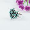 Natural Turquoise Heart Ring, Multi Stone Cluster Ring , Gift for Bride, 925 Sterling Silver Ring, Arizona Turquoise Ring, Handmade Ring