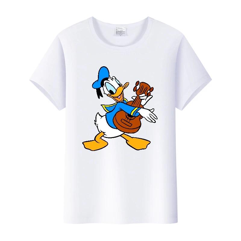 Kawaii Donald Duck Plus Size Tee Ladies Graphic Clothes Summer Women Short Sleeve T-shirt Disney Cartoon Men Tshirt Female Tops