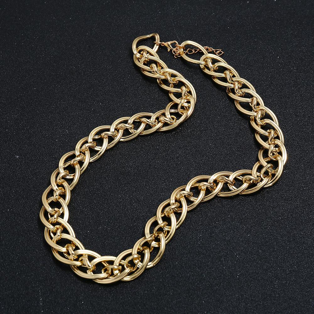 Gold Euro Style Plated Necklace Metallic Geometric Pendant Unisex Jewelry Gift