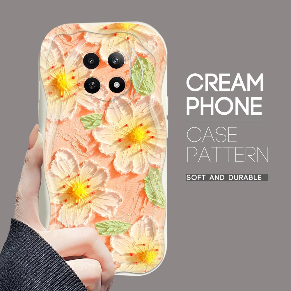 Kreslený vzor krémová textura pouzdro vlnitý okraj měkký silikonový kryt pouzdro na telefon pro OPPO Reno Realme OnePlus Vivo