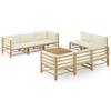 Day and Night - Day and Night Garden Furniture Set 9 Pieces Bamboo and Cream White Cushions