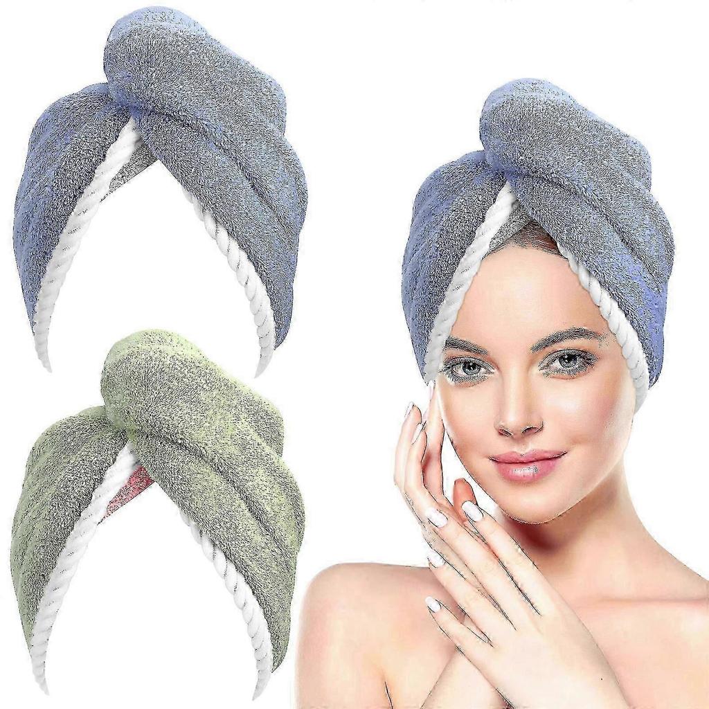 Hair Drying Towels For Women 2Pcs Coral Fleece Quick Dry Hair Turban Suitable For Home Travel And Sports