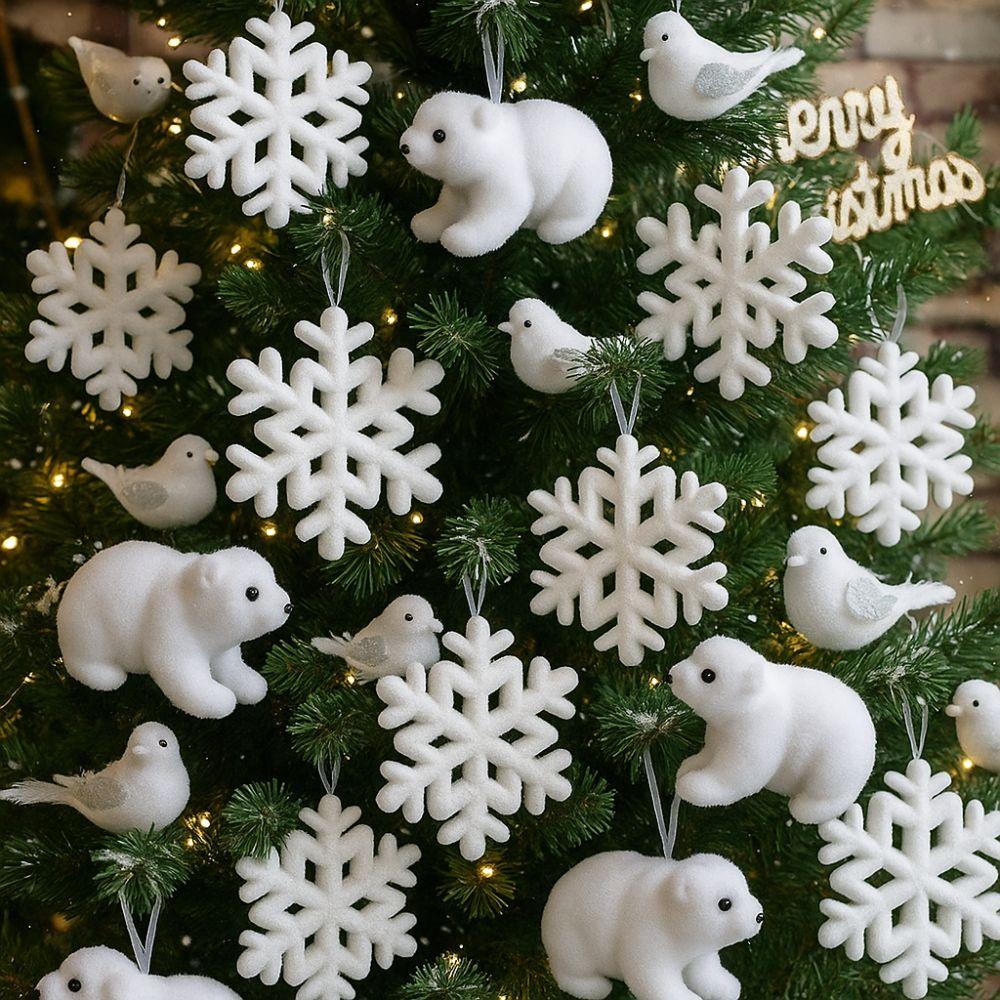 Flocking Christmas Tree Pendant Polar Bear Xmas Tree Pendant Holiday Season