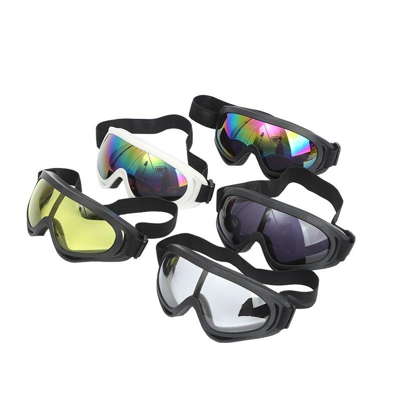 Versatile Windproof Sports Goggles for Skiing, Cycling & Motorcycle Riding, Durable PC Frame & Lens, Black