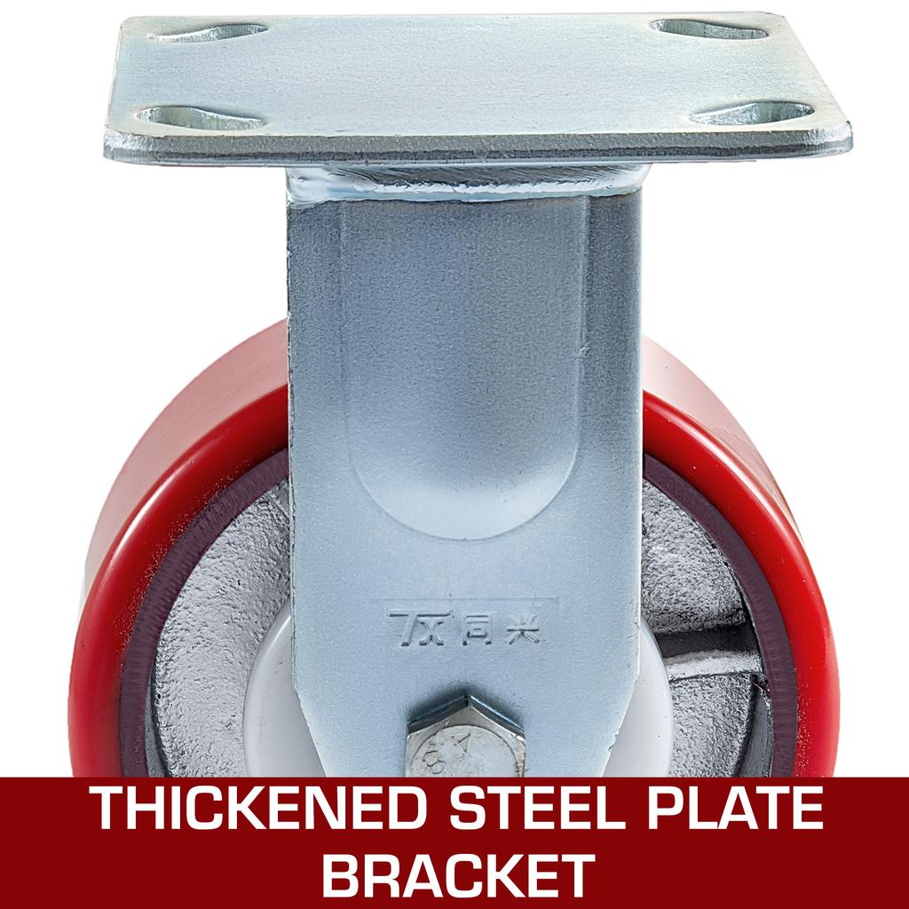 SucceBuy 4 Pack 6" X 2" Heavy Duty Iron Core Polyurethane 2 Rigid and 2 Swivel Casters Side Brake 1000LBS Capacity Per Wheel