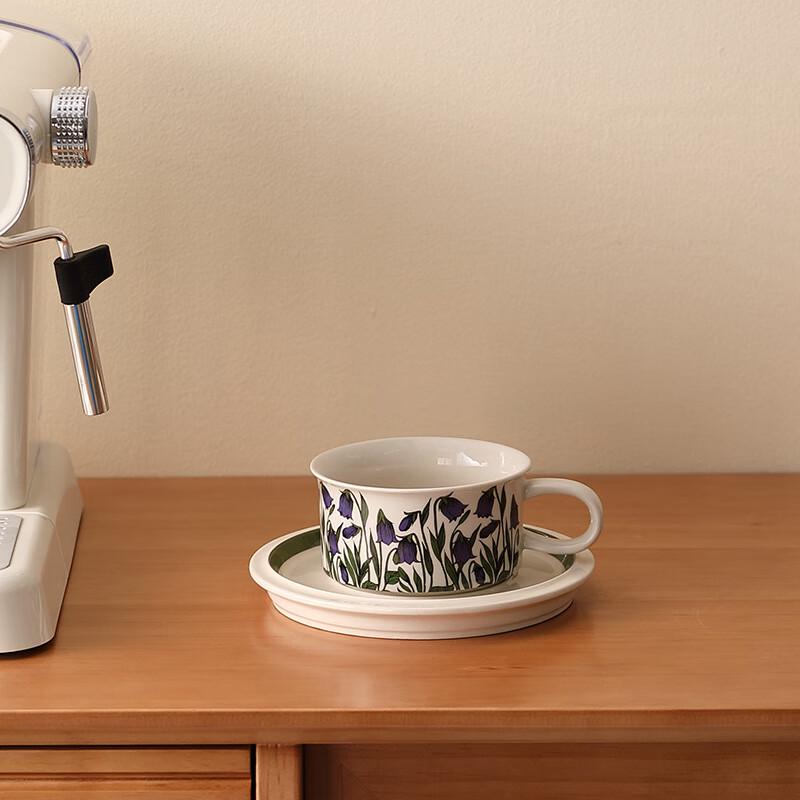 LISM French Retro Wind Chime Flower Latte Tea Cup