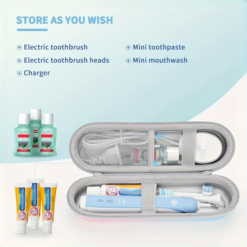 Reisvriendelijke elektrische tandenborstelhouder - Schokbestendig EVA met waterdichte PU-coating, Ruime opbergruimte voor borstels, opzetstukken en accessoires