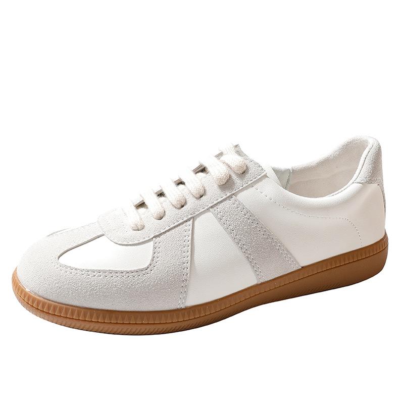 Abs Classic Lace-up Flat Bottom Casual Women's Splicing Retro Versatile Sports Little White Shoes Women