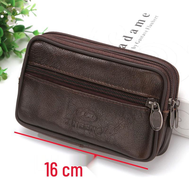 Kožená ledvinka z hovězí kůže - Pánské 6,7" pouzdro s klipem pro staršího pracovníka