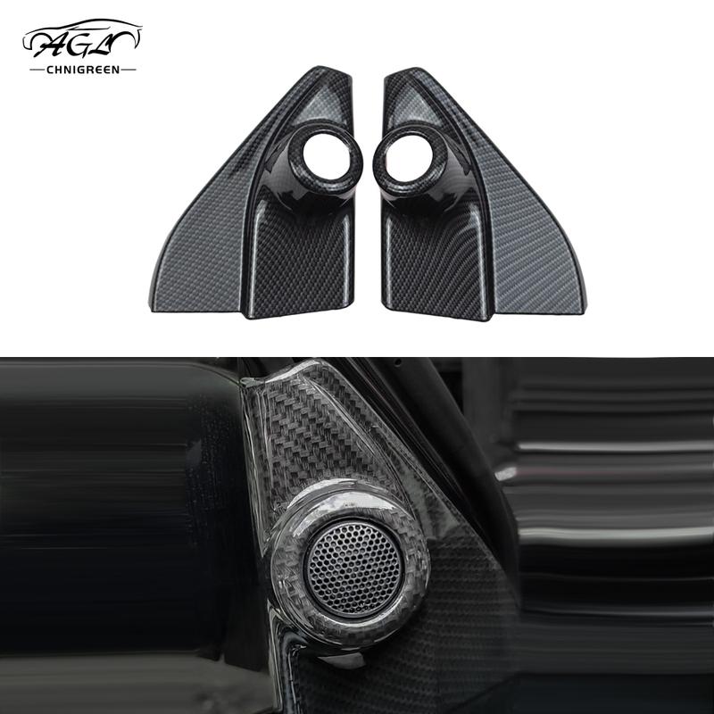 2 pièces Garniture de Cadre de Haut-parleur de Pilier de Voiture Couleur Fibre de Carbone Motif Bambou pour Toyota Hilux Revo Conquest 2015-2021 Toyota Fortuner
