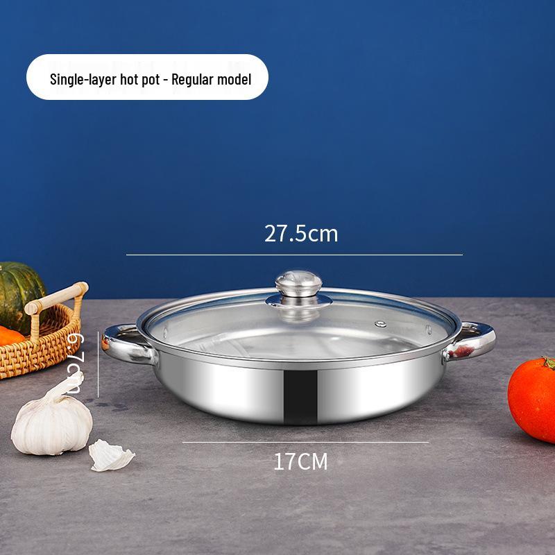 Stainless Steel Double-Layer 28cm Steamer Pot with Handles - Large Capacity for Soups & Hot Pots