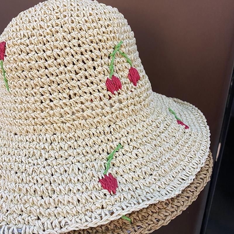 Women Crochet Bucket Hat Cute Ladies Outdoor Sports Fisherman Cap for Women Teenagers Casual Spring Summer Sunscreen